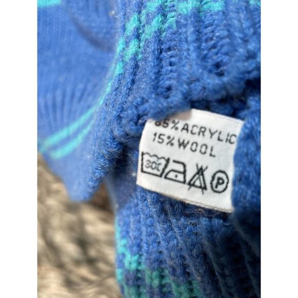 Vintage Casa Blanca Wool Blend Chunky Knit Blue Pull Over Sweater Women's Size L - Picture 3 of 4